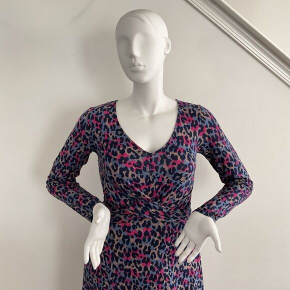 Pact Dress Animal Print Jaguar Revive Wrap Front Midi Organic Cotton M - Picture 5 of 11